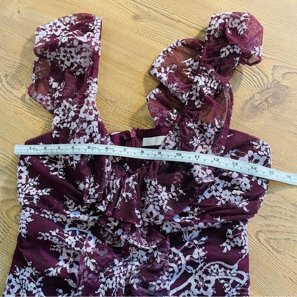 Wayf Red Plunge Neck Maxi Dress with Flutter Sleeves - Picture 3 of 15